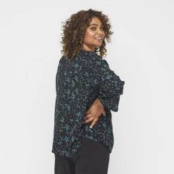 Khoko Plus Tie Neck Top Black -women's clothing Sales 631783 C 0001 00 2