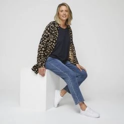 Khoko Plus Drape Cardigan Leopard -women's clothing Sales 631784 C 0963 42