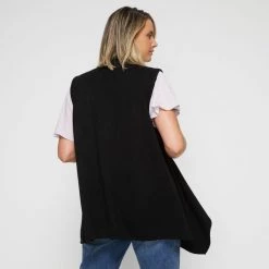 Khoko Plus Longline Sleeveless Cardi Black -women's clothing Sales 631786 C 0001 00 2