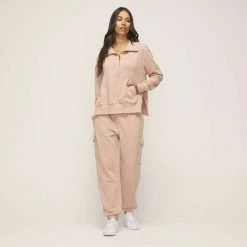 Anthology O Ring Zip Up Jumper Dust Pink -women's clothing Sales 631790 C 0680 52