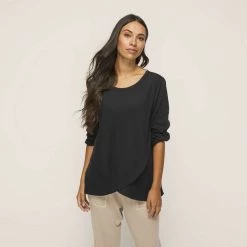 Anthology Long Sleeve Wrap Front Top Black