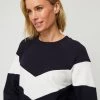 Anthology Spliced Raglan Sleeve Jumper Navy & White -women's clothing Sales 631794 C 1412 43 4
