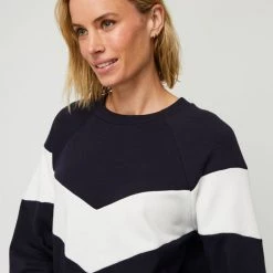 Anthology Spliced Raglan Sleeve Jumper Navy & White