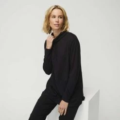 Anthology Rib Funnel Neck Top Black -women's clothing Sales 631799 C 0001 00