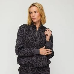 Anthology 1/4 Zip Sweat Top Leopard