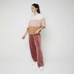 GR Giaan Rooney Velour Wide Leg Jogger Dust Pink
