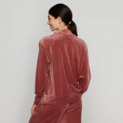 GR Giaan Rooney Zip Through Velour Jacket Dust Pink -women's clothing Sales 631802 C 0680 52 2