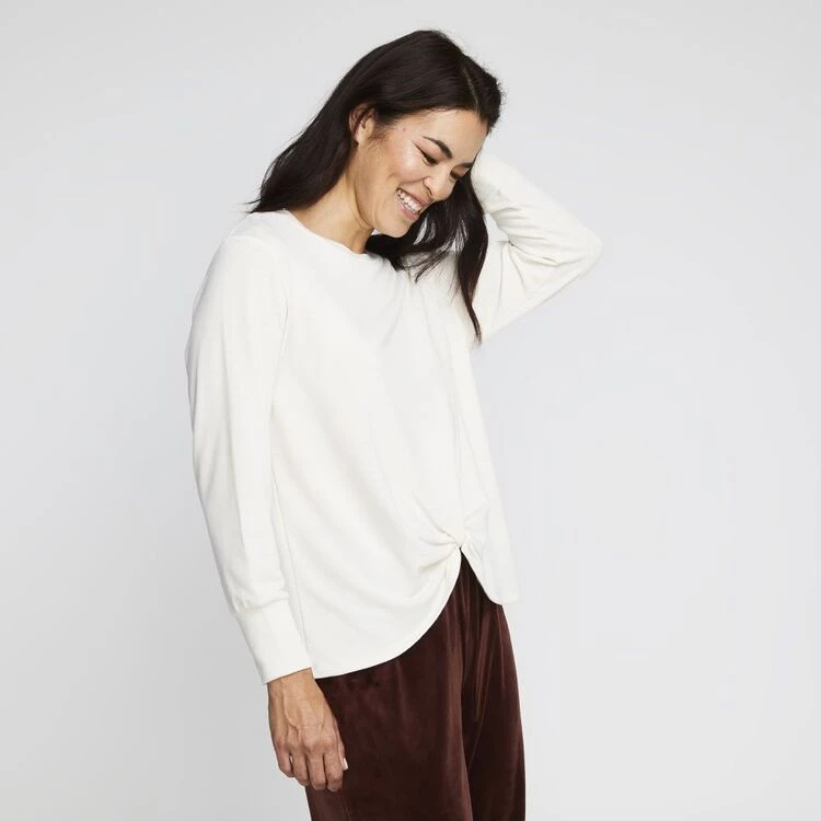 GR Giaan Rooney Knot Front Long Sleeve Top Almond 7 GR Giaan Rooney Knot Front Long Sleeve Top Almond - Image 5