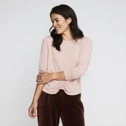 GR Giaan Rooney Rouched Drawstring Long Sleeve Top Dust Pink -women's clothing Sales 631805 C 0680 52