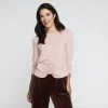 GR Giaan Rooney Rouched Drawstring Long Sleeve Top Dust Pink