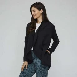 GR Giaan Rooney Waterfall Longline Jacket Black -women's clothing Sales 631806 C 0001 00