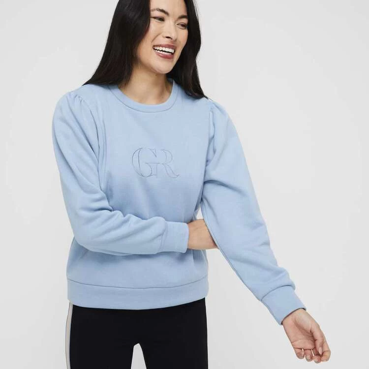 GR Giaan Rooney Gathered Sleeve Crew Neck Jumper Pale Blue 5 GR Giaan Rooney Gathered Sleeve Crew Neck Jumper Pale Blue - Image 3