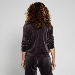 GR Giaan Rooney Zip Through Velour Hoodie Grey -women's clothing Sales 631814 C 0020 00 2