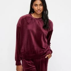 GR Giaan Rooney Cropped Velour Sweat Aubergine