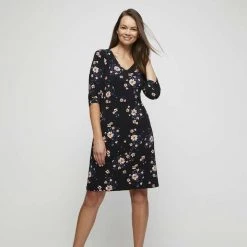 Savannah Vee Neck Jersey Dress Bloom