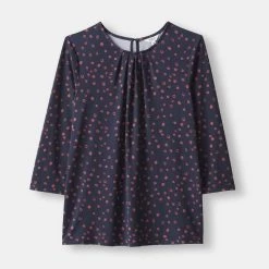 Khoko Smart 3/4 Sleeve Pleat Top Airforce