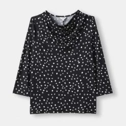 Khoko Smart Cowl 3/4 Sleeve Jersey Top Dark Shadow