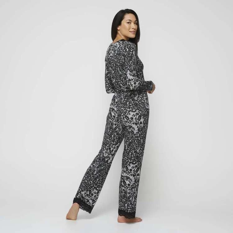 Jane Lamerton Lace Sleep Pant Black White 5 Jane Lamerton Lace Sleep Pant Black White - Image 3