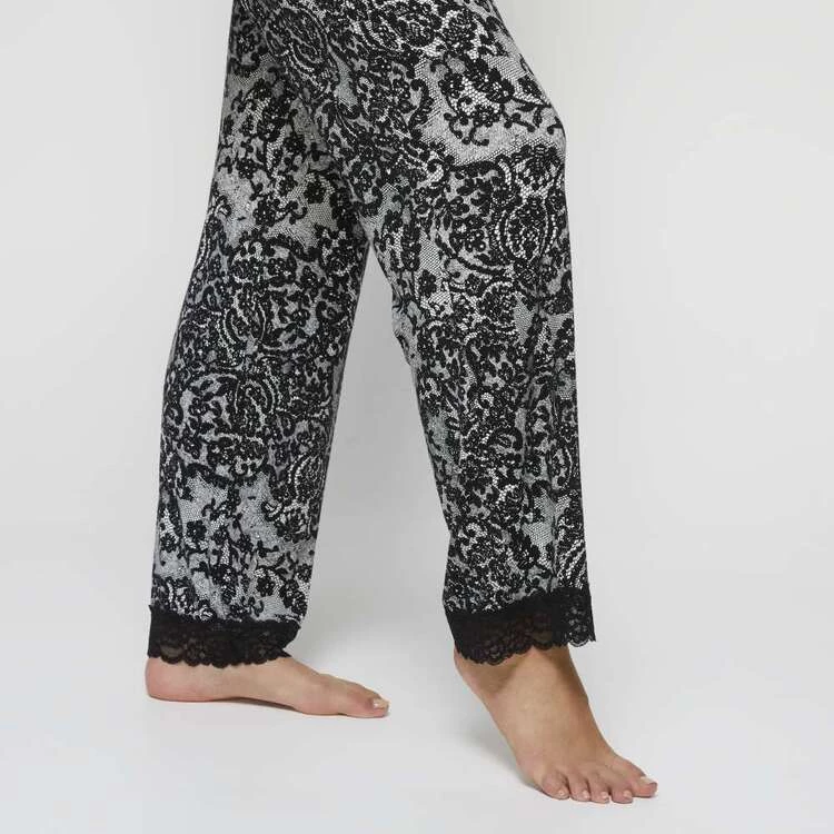 Jane Lamerton Lace Sleep Pant Black White 3 Jane Lamerton Lace Sleep Pant Black White