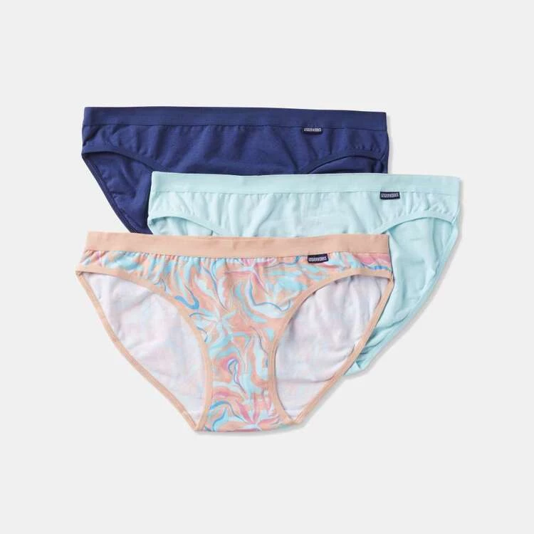 Underworks Bikini 3 Pack Blue & Floral 3 Underworks Bikini 3 Pack Blue & Floral