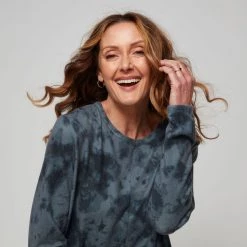 Savannah Brushed Overlay Top Charcoal