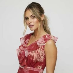 JB Jayson Brunsdon V Neck Ruffle Dress Palmarosa -women's clothing Sales 634842 C 0670 73 3