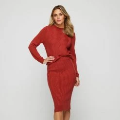JB Jayson Brunsdon Jayson Brunsdon Criss Cross Knit Brick -women's clothing Sales 634843 C 0610 19