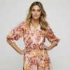 JB Jayson Brunsdon Wrap Front Midi Dress Sunset