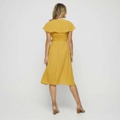 JB Jayson Brunsdon Cape Sleeve Dress Marigold -women's clothing Sales 634849 C 0710 34 2