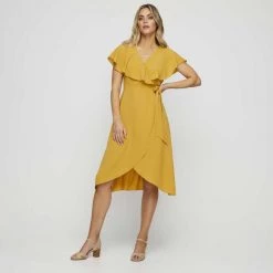 JB Jayson Brunsdon Cape Sleeve Dress Marigold -women's clothing Sales 634849 C 0710 34