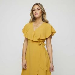 JB Jayson Brunsdon Cape Sleeve Dress Marigold -women's clothing Sales 634849 C 0710 34 3