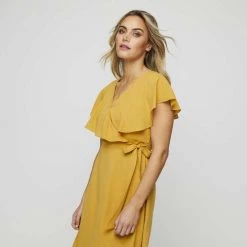 JB Jayson Brunsdon Cape Sleeve Dress Marigold -women's clothing Sales 634849 C 0710 34 4