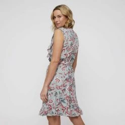 Khoko Smart Ruffle Detail Dress Sage Multicoloured -women's clothing Sales 634854 C 1300 79 2