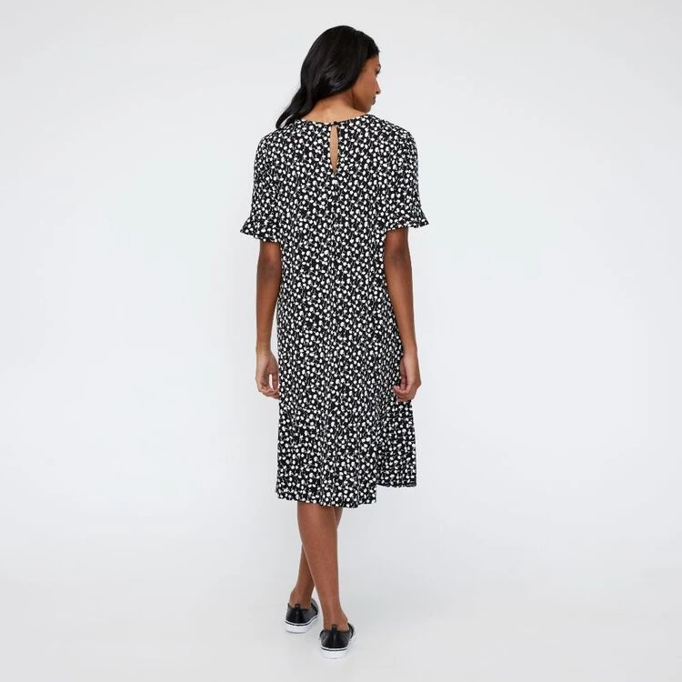 Khoko Smart Flounce Hem Tunic Dress Black & White 6 Khoko Smart Flounce Hem Tunic Dress Black & White - Image 4