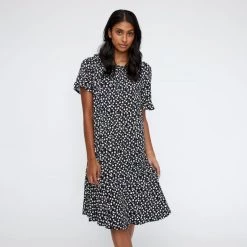 Khoko Smart Flounce Hem Tunic Dress Black & White 9 Khoko Smart Flounce Hem Tunic Dress Black & White -women's clothing Sales 634858 C 1007 44 3