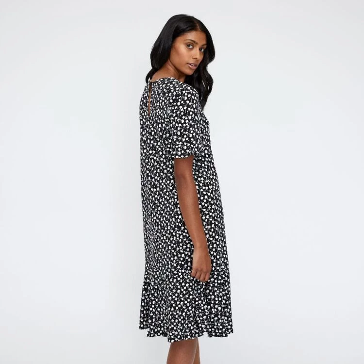 Khoko Smart Flounce Hem Tunic Dress Black & White 3 Khoko Smart Flounce Hem Tunic Dress Black & White