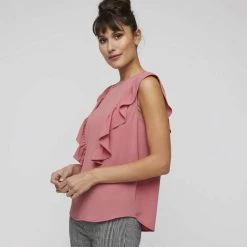 Khoko Smart Ruffle Detail Blouse Brandy -women's clothing Sales 634860 C 0660 33 4