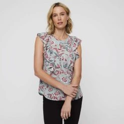 Khoko Smart Ruffle Detail Blouse Sage Multicoloured -women's clothing Sales 634861 C 1300 79