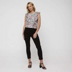 Khoko Smart Ruffle Detail Blouse Sage Multicoloured