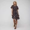 Khoko Smart Flutter Sleeve Ruffle Dress Navy & Floral