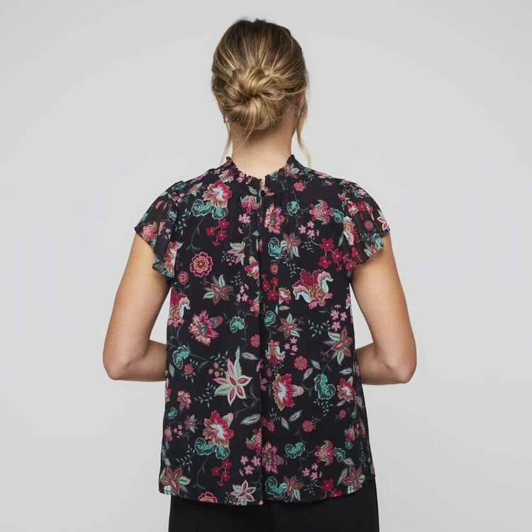 Leona Edmiston Ruby Frill Sleeve Shirred Blouse Chintz 4 Leona Edmiston Ruby Frill Sleeve Shirred Blouse Chintz - Image 2