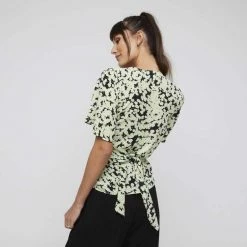 Stella Apple Ditsy Wrap Top Green Combo -women's clothing Sales 634882 C 1300 48 2