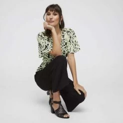 Stella Apple Ditsy Wrap Top Green Combo -women's clothing Sales 634882 C 1300 48 3