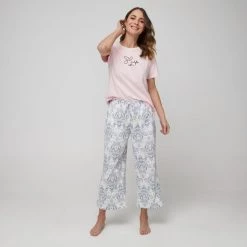 Sash & Rose Everyday Knit 3/4 PJ Pant Paisley Print -women's clothing Sales 636693 C 0964 67