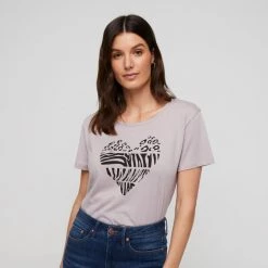 Khoko Basics Crew Neck Cotton Printed Tee Hearts -women's clothing Sales 639771 C 0962 78