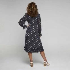 Jane Lamerton Jane Mock Wrap Dress Spot Print -women's clothing Sales 640553 C 0967 33 2