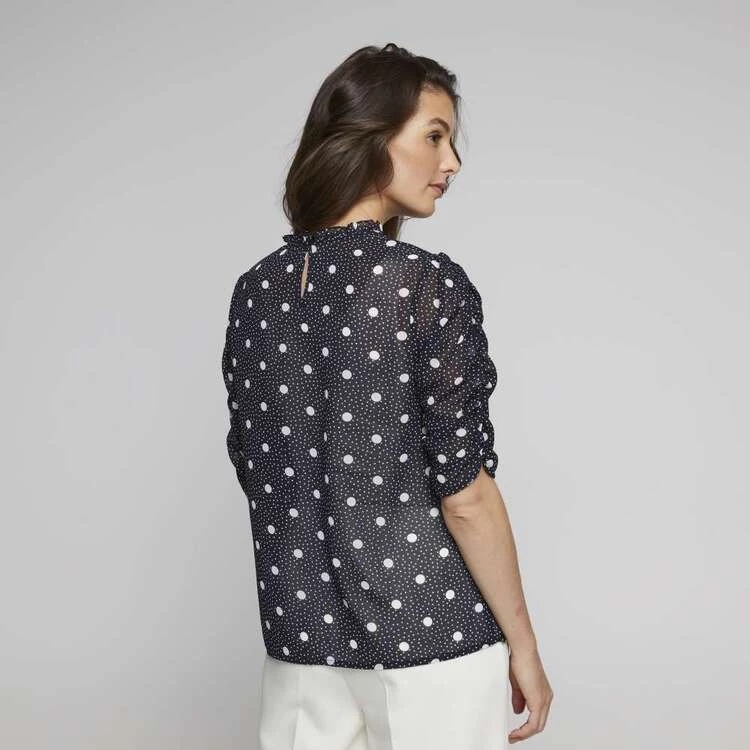 Jane Lamerton Gather Sleeve Blouse Spot Print 6 Jane Lamerton Gather Sleeve Blouse Spot Print - Image 4