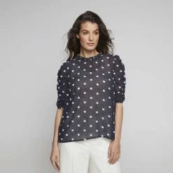 Jane Lamerton Gather Sleeve Blouse Spot Print 8 Jane Lamerton Gather Sleeve Blouse Spot Print -women's clothing Sales 640554 C 0967 33 4
