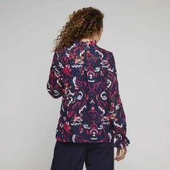 Jane Lamerton Ruffle Tie Neck Burnout Blouse Abstract Print Multicoloured Print -women's clothing Sales 640555 C 0964 40 2