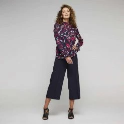 Jane Lamerton Ruffle Tie Neck Burnout Blouse Abstract Print Multicoloured Print -women's clothing Sales 640555 C 0964 40 4